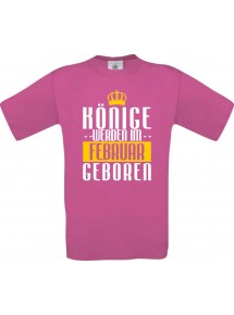 Kinder-Shirt Könige werden im Februar geboren, Farbe pink, Größe 104
