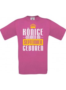 Unisex T-Shirt Könige werden im September geboren, pink, Größe L