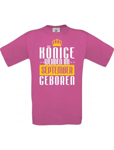 Unisex T-Shirt Könige werden im September geboren, pink, Größe L