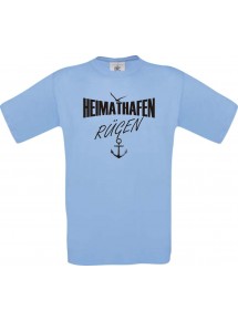 Kinder-Shirt Heimathafen Rügen kult, Farbe hellblau, Größe 104