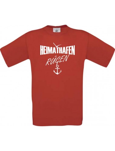 Kinder-Shirt Heimathafen Rügen kult, Farbe rot, Größe 104