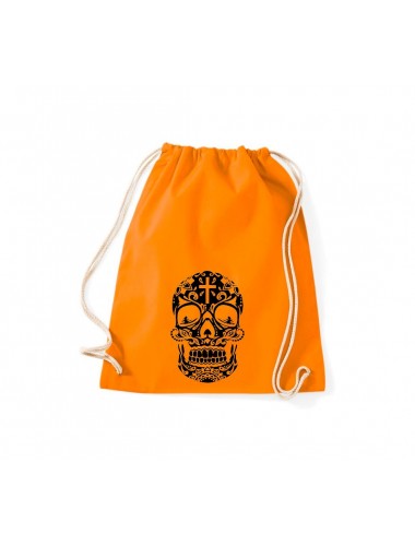 Gym Turnbeutel Skull Totenkopf, Farbe orange