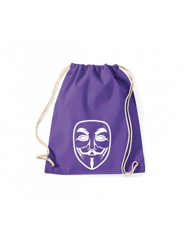 Gym Turnbeutel Anonymous Maske, Farbe purple