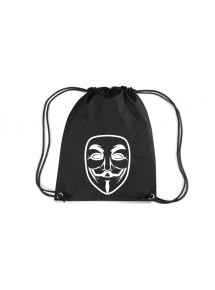 Turnbeutel Premium Gymsac Anonymous Maske, black