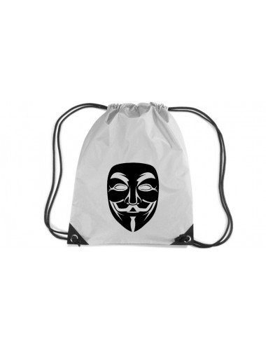 Turnbeutel Premium Gymsac Anonymous Maske, silver
