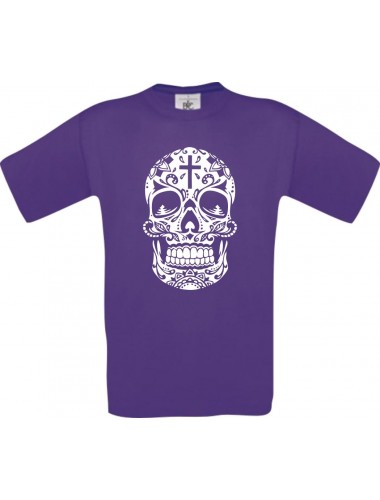 Top Männer-Shirt Skull Totenkopf, lila, Größe L
