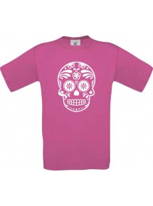 Top Männer-Shirt Skull Totenkopf, pink, Größe L