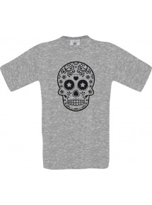 Top Männer-Shirt Skull Totenkopf, sportsgrey, Größe L