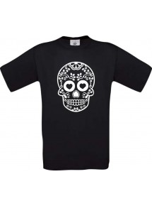 Top Männer-Shirt Skull Totenkopf, schwarz, Größe L