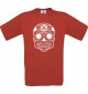 Top Männer-Shirt Skull Totenkopf, rot, Größe L