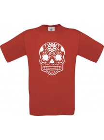Top Männer-Shirt Skull Totenkopf, rot, Größe L