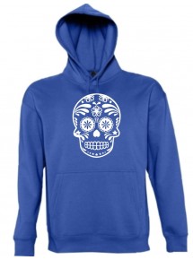 Kapuzen Sweatshirt  Skull Totenkopf, royal, Größe L
