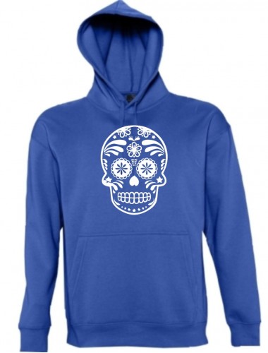 Kapuzen Sweatshirt  Skull Totenkopf, royal, Größe L