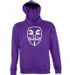 Kapuzen Sweatshirt  Anonymous Maske, lila, Größe L