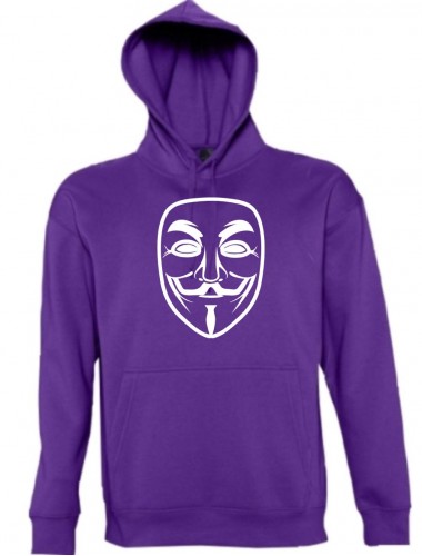 Kapuzen Sweatshirt  Anonymous Maske, lila, Größe L