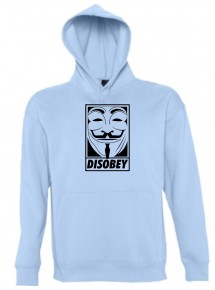 Kapuzen Sweatshirt  Anonymous Maske, hellblau, Größe L