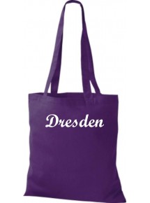 Stoffbeutel City Stadt Shirt Dresden Deine Stadt kult, Baumwolltasche Farbe lila