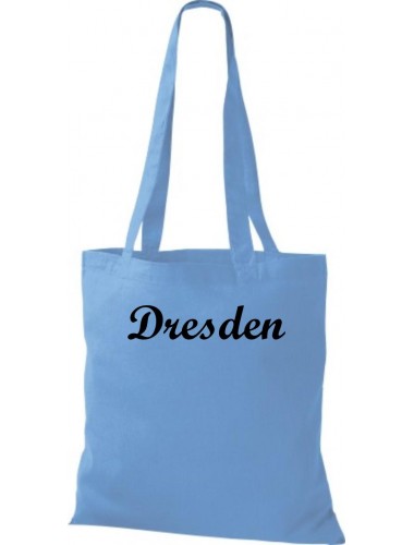 Stoffbeutel City Stadt Shirt Dresden Deine Stadt kult, Baumwolltasche Farbe sky