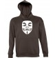 Kapuzen Sweatshirt  Anonymous Maske, braun, Größe L