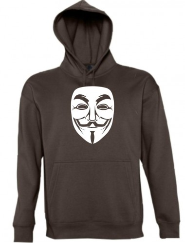 Kapuzen Sweatshirt  Anonymous Maske, braun, Größe L